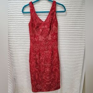 David Meister Coral Red Dress Size 0